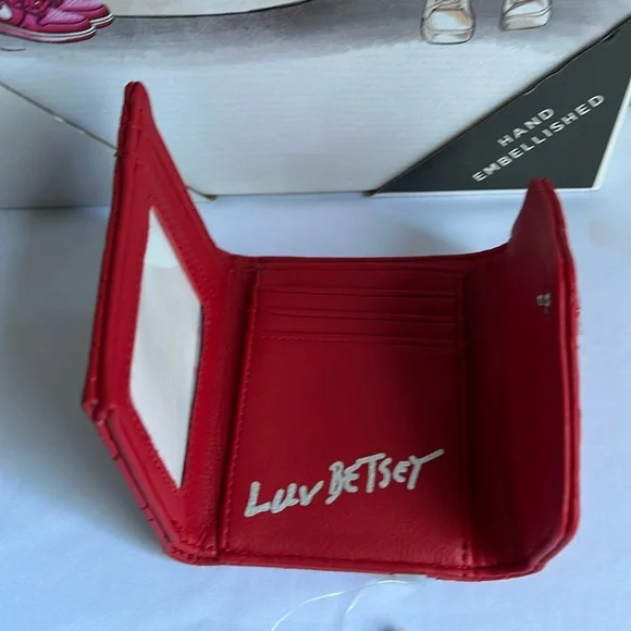 BETSEY JOHNSON Petite Card Wallet-Red - Picture 5 of 6